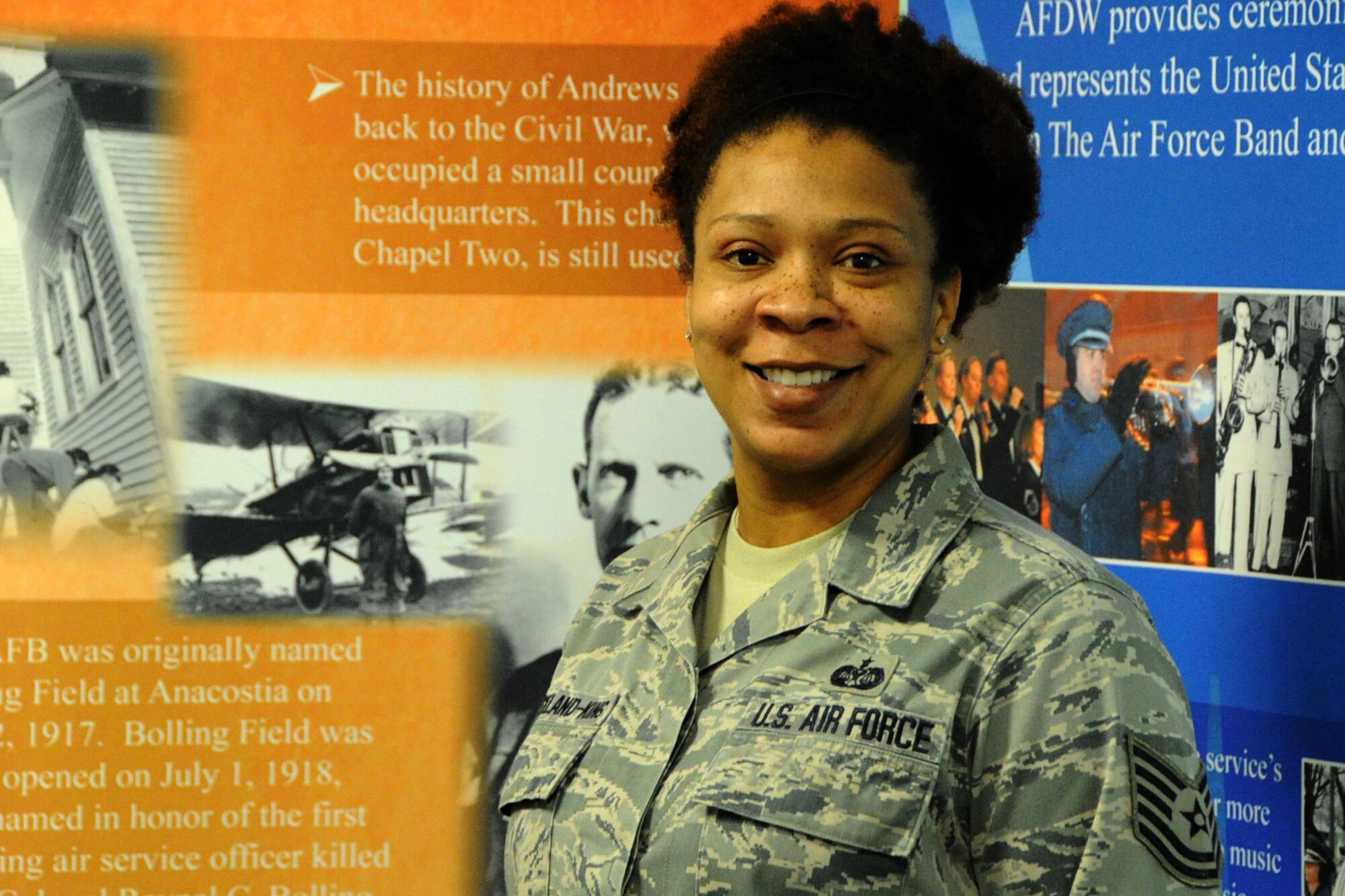 Tech. Sgt. Marcie Strickland-King, an Air Force District of Washington Capital Airman, helps uphold legal integrity within the National Capital Region and across the world. Stricklandking is the NCOIC of military justice in the AFDW Judge Advocate Directorate.  Air Force District of Washington Capital Airmen have made a difference in their units by their outstanding performance. Capital Airmen, selected by AFDW leaders, epitomize the pride, teamwork, and success that drive the AFDW mission. (U.S. Air Force photo/Tech Sgt. Matt Davis)