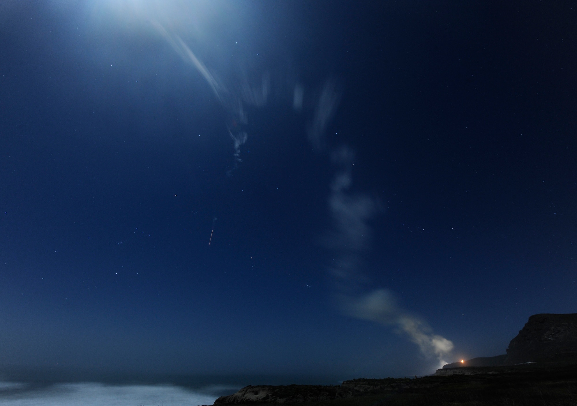 An unarmed Minuteman III intercontinental ballistic missile launches during an operational test at 11:34 p.m. PST Feb. 20, 2016, Vandenberg Air Force Base, Calif. (U.S. Air Force Photo by Michael Peterson/Released)