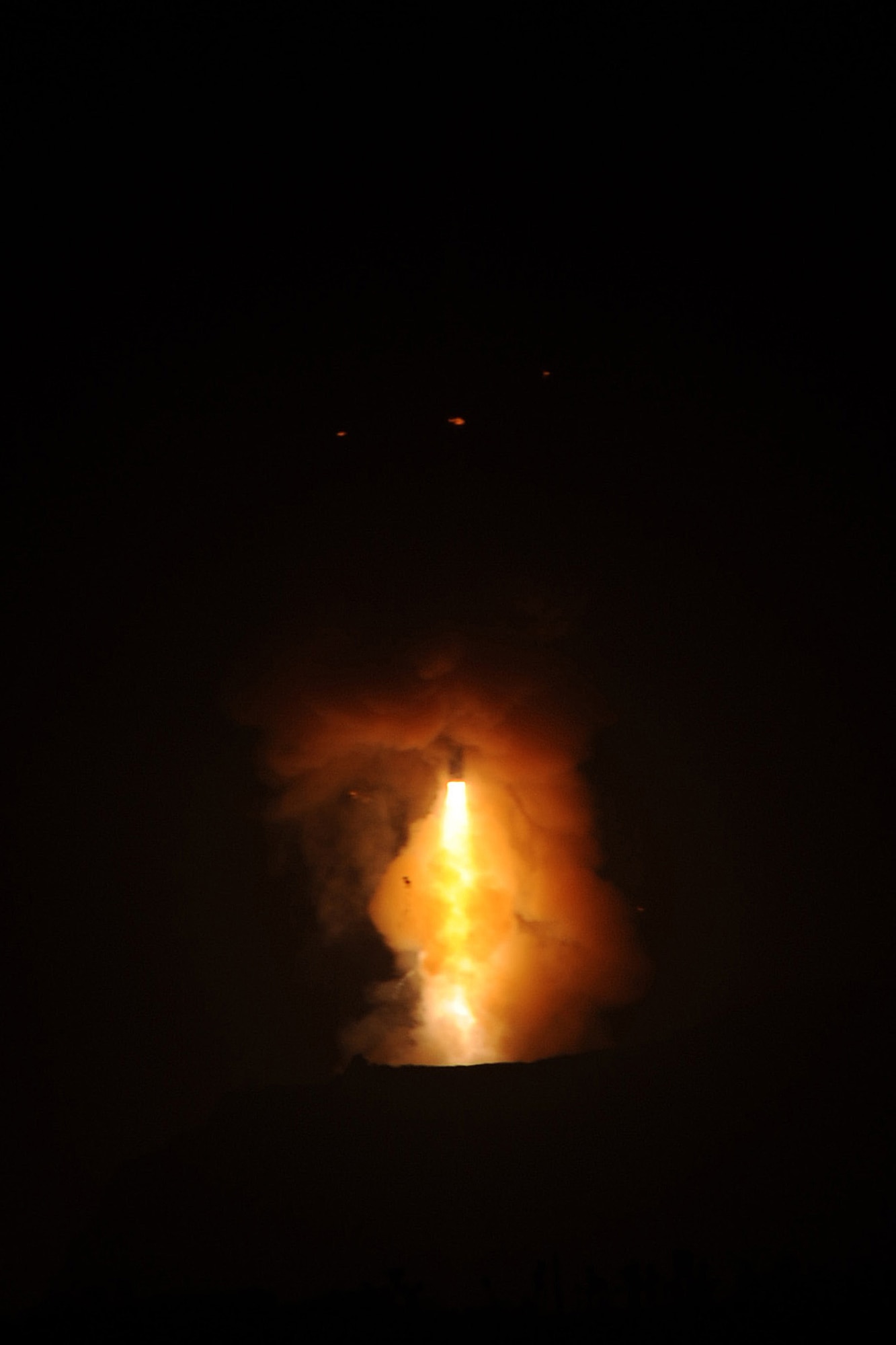 An unarmed Minuteman III intercontinental ballistic missile launches during an operational test at 11:34 p.m. PST Feb. 20, 2016, Vandenberg Air Force Base, Calif. (U.S. Air Force Photo by Michael Peterson/Released)