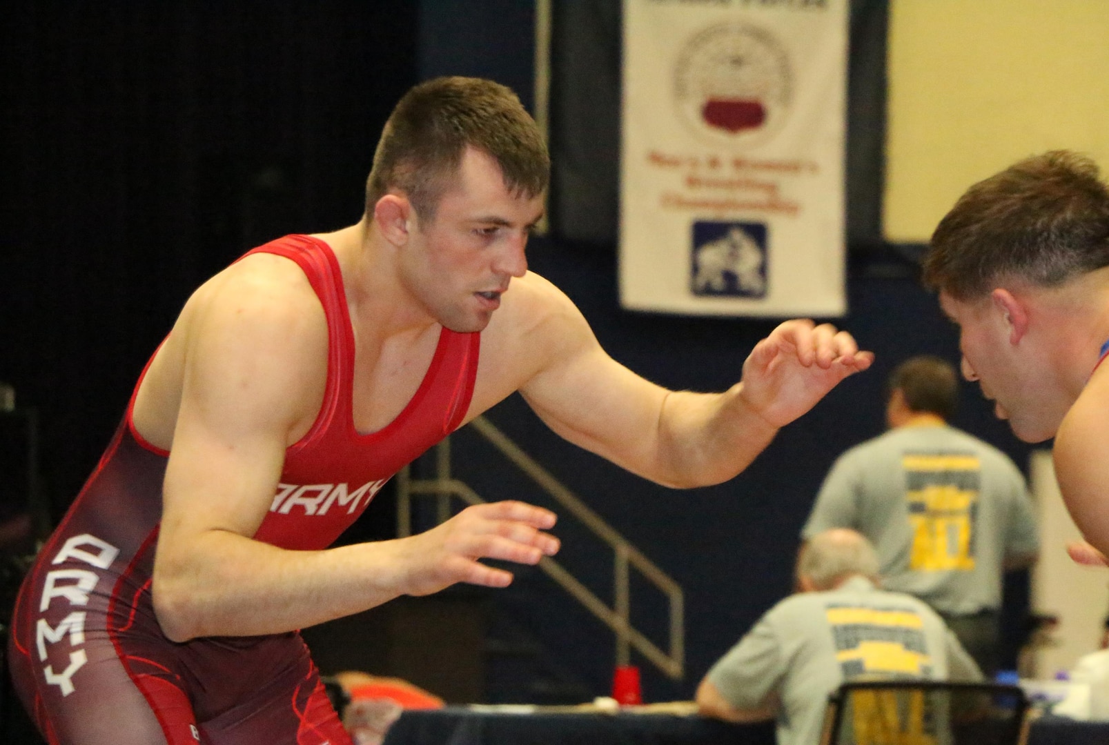 Army Sgt. Vladyslov Dombrovskiy of State College, Pa. wins Armed Forces gold in the 74kg Freestyle competition of the 2016 Armed Forces Wrestling Championship held at Naval Base Kitsap, Wash. 20-21 February 2016.  