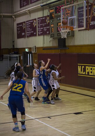 Matthew C. Perry High School at Marine Corps Air Station Iwakuni, Japan, hosted the 2016 Division 2 Girls’ Far East Basketball Tournament Feb. 15-18, 2016. Seven high schools from the Far East division traveled to Iwakuni for the competition. The teams spent the week playing in brackets determining who could make cut for the championship game.