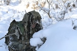 During Allied Spirit IV, a Soldier from the U.S. Army’s 1st Battalion, 4th Infantry Regiment, playing a forward observer, uses snow-covered brush for concealment while scanning a nearby road Jan. 22 at the U.S. Army’s Joint Multinational Readiness Center in Hohenfels Training Area (JMRC HTA), Germany. (U.S. Army National Guard photo by Staff Sgt. Eddie Siguenza)