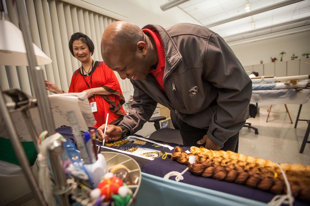 The 18th Sergeant Major of the Marine Corps, Ronald L. Green, visits personnel assigned to Defense Logistics Agency in Philadelphia, PA, Feb. 17, 2016. (U.S. Marine Corps photo by Sgt. Melissa Marnell, Office of the Sergeant Major of the Marine Corps/Released)
