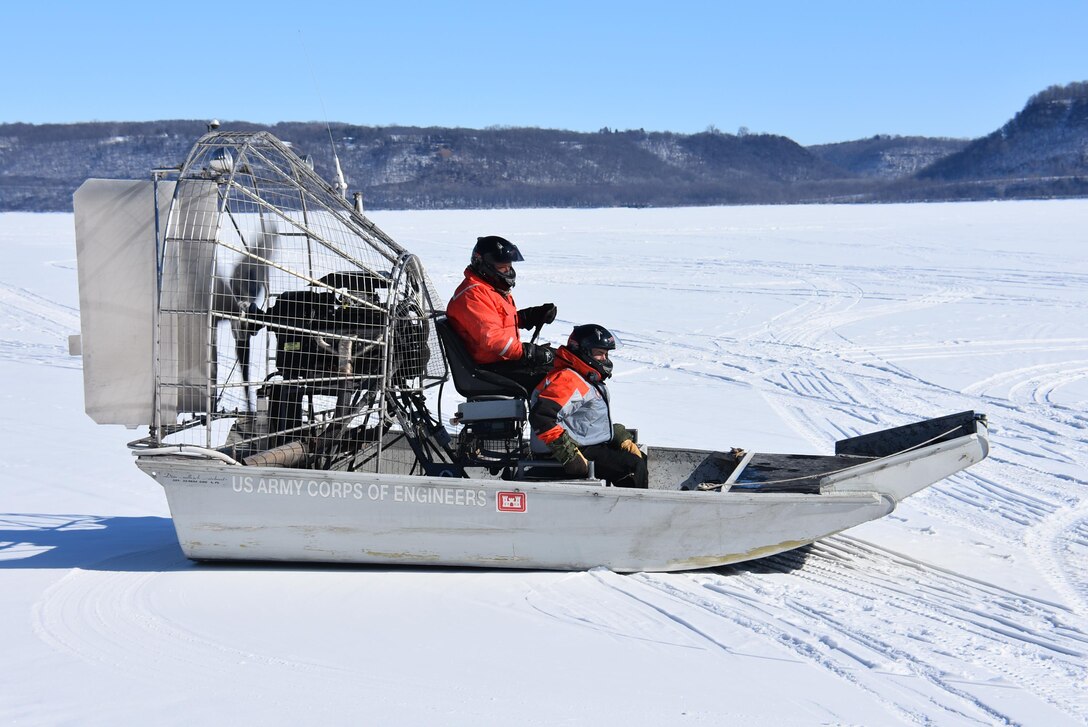 LAKE PEPIN, Minn -- The U.S. Army Corps of Engineers, St. Paul District, took the first ice measurements of the season on Lake Pepin, near Red Wing, Minnesota, Feb. 17. The Corps takes the ice measurements week or biweekly as conditions warrant and share the information with the navigation industry. Navigation officials use the information to help predict when it is feasible to break the ice on the lake and begin shipping commodities to St. Paul, Minnesota.