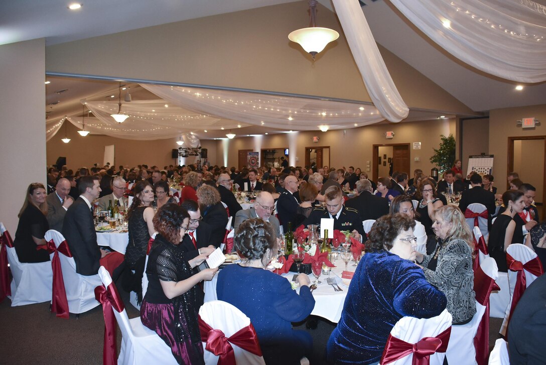 The St. Paul District kicked off its 2016 sesquicentennial celebration with an anniversary ball at the Lost Spur Golf Course in Eagan, Minnesota, Feb. 13. Hosted in the style of the military dining out, 208 people attended the event. Festivities included a social hour, formal program then dance. --USACE photo by Wendy Medlin