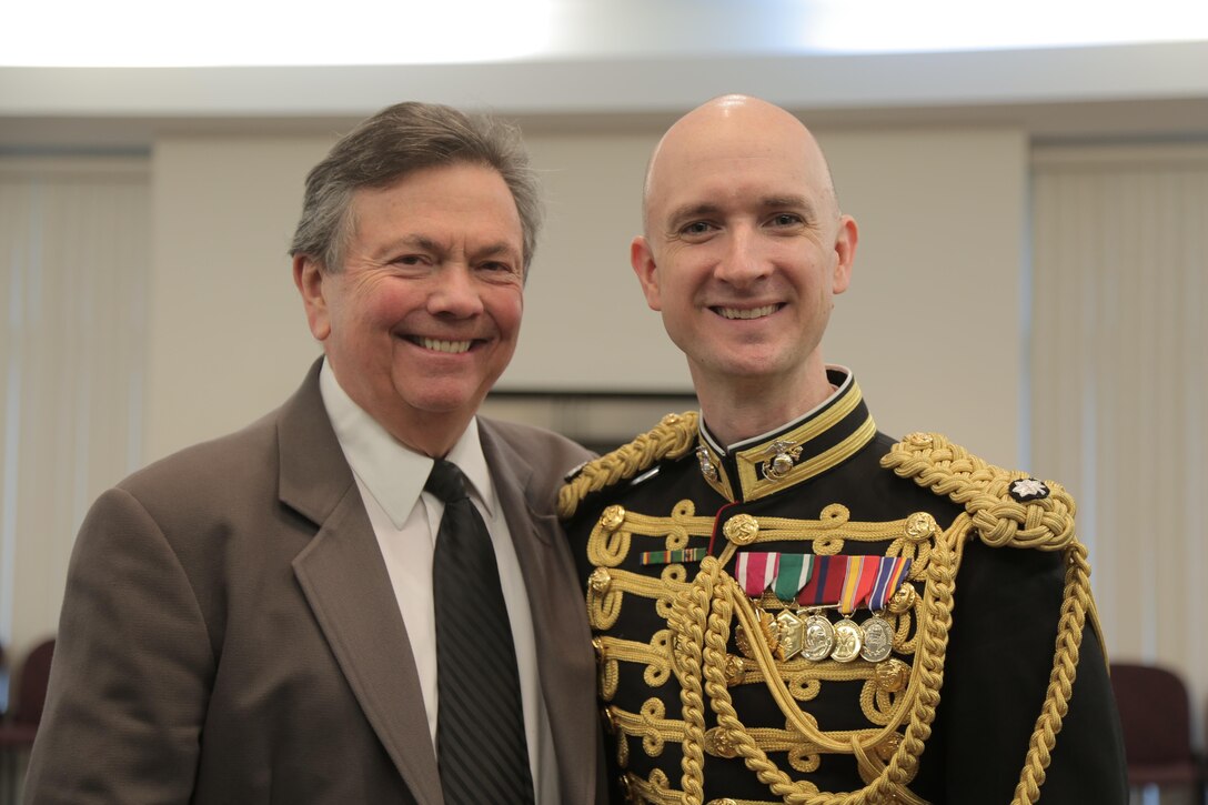 On Feb. 21, 2016, the Marine Band performed a program that celebrated musical partnerships: those that are told by the music itself and those that bring it to life on the concert stage. Features included Jess Langston Turner's Reanimations, Leonard Bernstein's "Duet for One" from A White House Cantata, and the world premiere of a new transcription of Gerard Schwarz's Rudolf and Jeanette. Maestro Schwarz was in attendance for the special occasion. (U.S. Marine Corps photo by Master Sgt. Kristin duBois/released)
