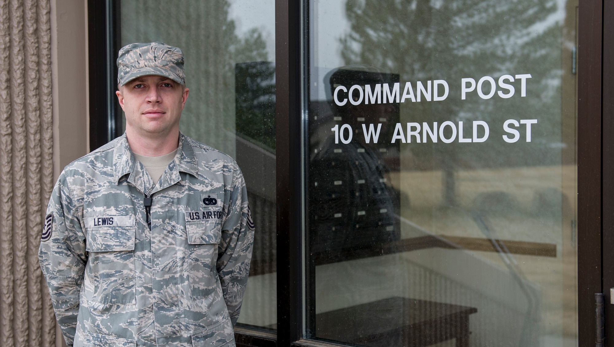 Tech. Sgt. Matthew Lewis, 92nd Air Refueling Wing Command Post emergency actions controller, poses for a photo, Feb. 22, 2016, at Fairchild Air Force Base, Wash. As part of his duties Lewis handles flight following, emergency action message processing and provides notifications to base leadership of all significant events on the installation. His leadership selected him as one of Fairchild’s Finest, a weekly recognition program that highlights top-performing Airmen. (U.S. Air Force photo/Airman 1st Class Sean Campbell)