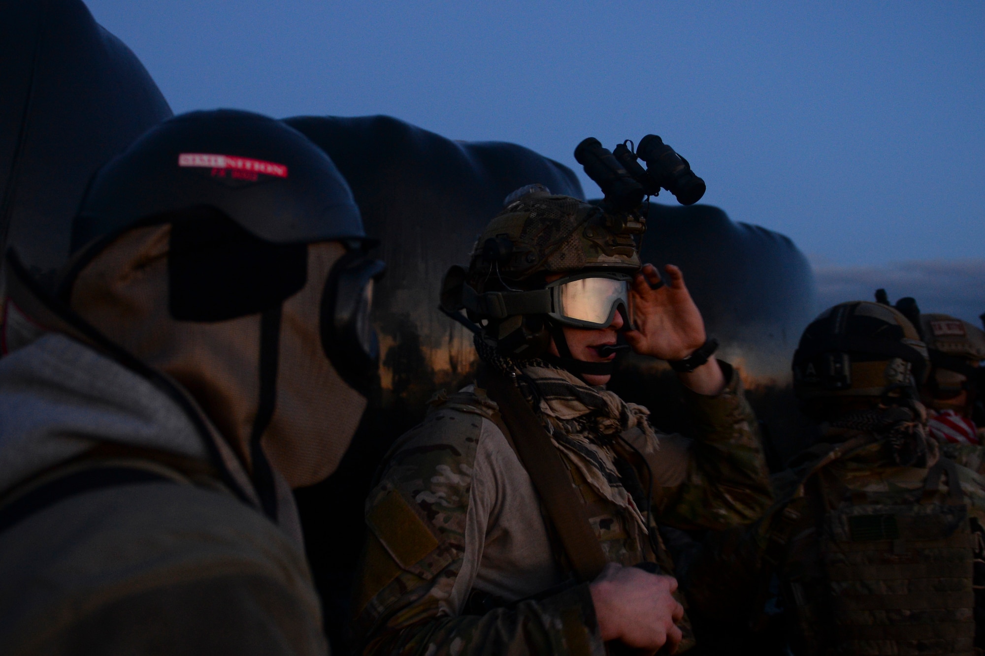 U.S. Air Force Air Commandos from the 352nd Special Operations Wing fast rope from a CV-22B Osprey currently assigned to the 7th Special Operations Squadron Feb. 11, 2016, during a routine training mission at RAF Sculthorpe in Norwich, England. The CV-22 Osprey is a tiltrotor aircraft that combines the vertical takeoff, hover and vertical landing qualities of a helicopter with the long-range, fuel efficiency and speed characteristics of a turboprop aircraft. Its mission is to conduct long-range infiltration, exfiltration and resupply missions for special operations forces. (U.S. Air Force photo by Staff Sgt. Micaiah Anthony/Released)