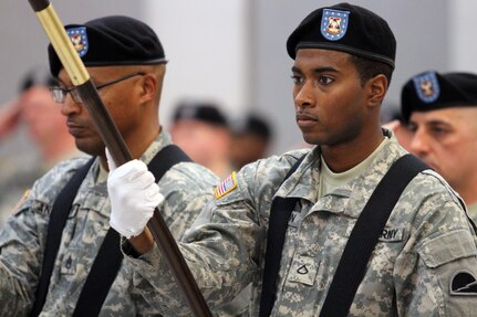 U.S. Army soldiers assigned to the 78th Training Division stand in formation as Brig. Gen. Michael Dillard assumes command at Joint Base McGuire-Dix-Lakehurst, N.J., on Feb. 20, 2016.