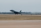 A 7th Bomb Wing B-1 Lancer takes off for a training mission on Feb. 20, 2016, Dyess Air Force Base (AFB), Texas. The aircraft is flown by an aircrew comprised of Airmen from the 7th Bomb Wing’s 28th Bomb Squadron, and the Air Force Reserve Command’s 489th Bomb Wing at Dyess, which is assigned to 307th Bomb Wing at Barksdale AFB, La. (U.S. Air Force photo by Master Sgt. Greg Steele/Released)