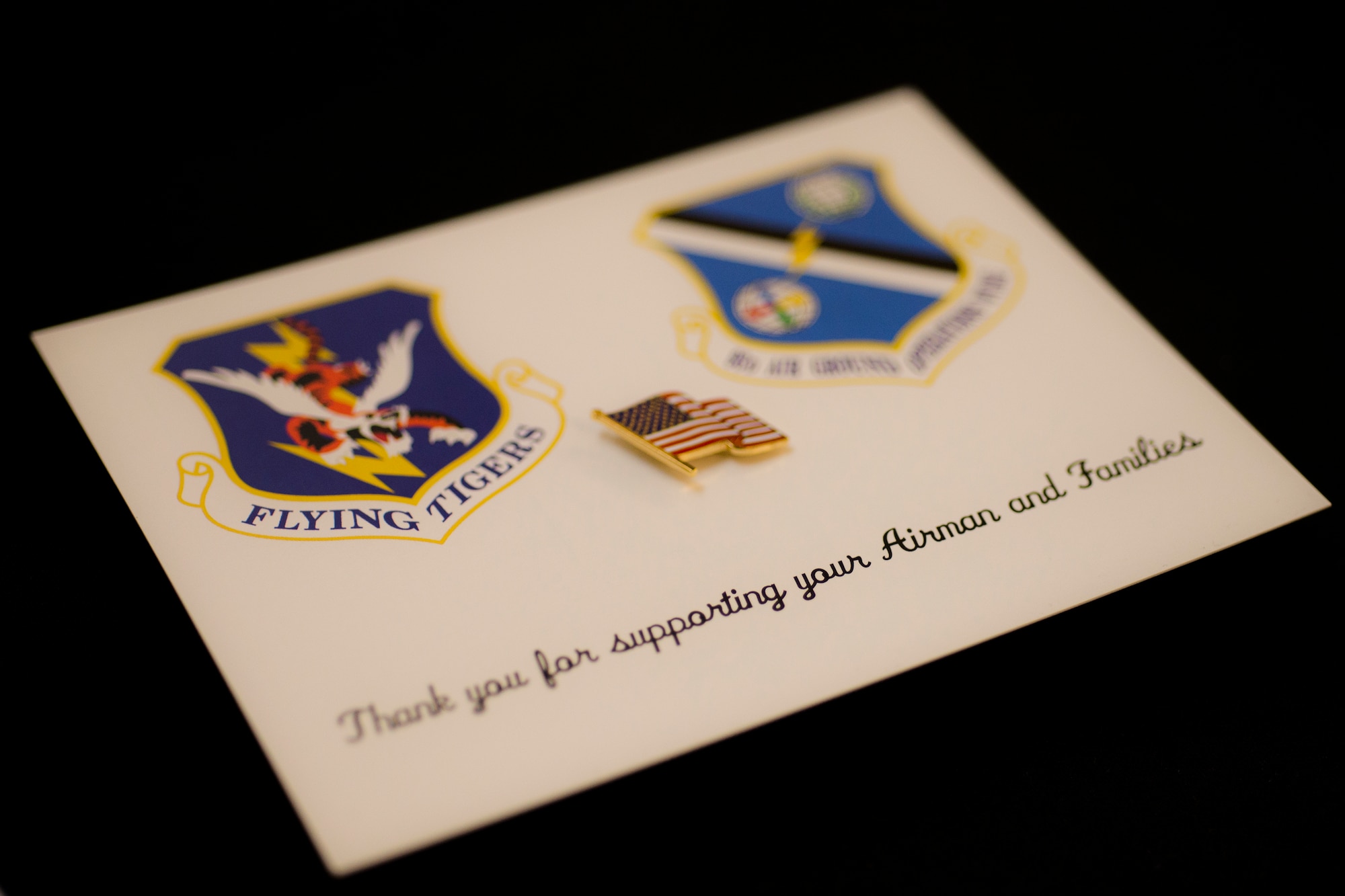 A token of gratitude given to the Key Spouses rests on a table at the Key Spouses’ luncheon, Feb. 18, 2016, at Moody Air Force Base, Ga.  Key Spouses are appointed by unit commanders to perform a vital communication role between the unit and its families. (U.S. Air Force photo by Airman Daniel Snider/Released)