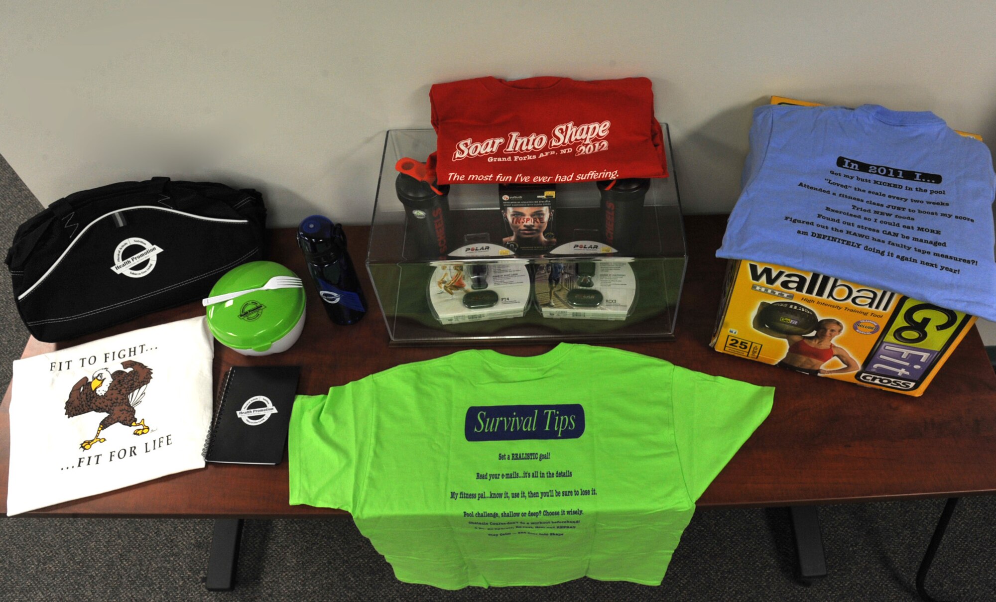 The Grand Forks Air Force Base Health Promotion Office is scheduled to kick-off ?Soar Into Shape?, a free eight-week fitness competition, beginning March 7, 2016. Competitors will have the opportunity to win a wide variety of prizes throughout the competition by participating in different events. (U.S. Air Force photo by Airman 1st Class Ryan Sparks/Released)