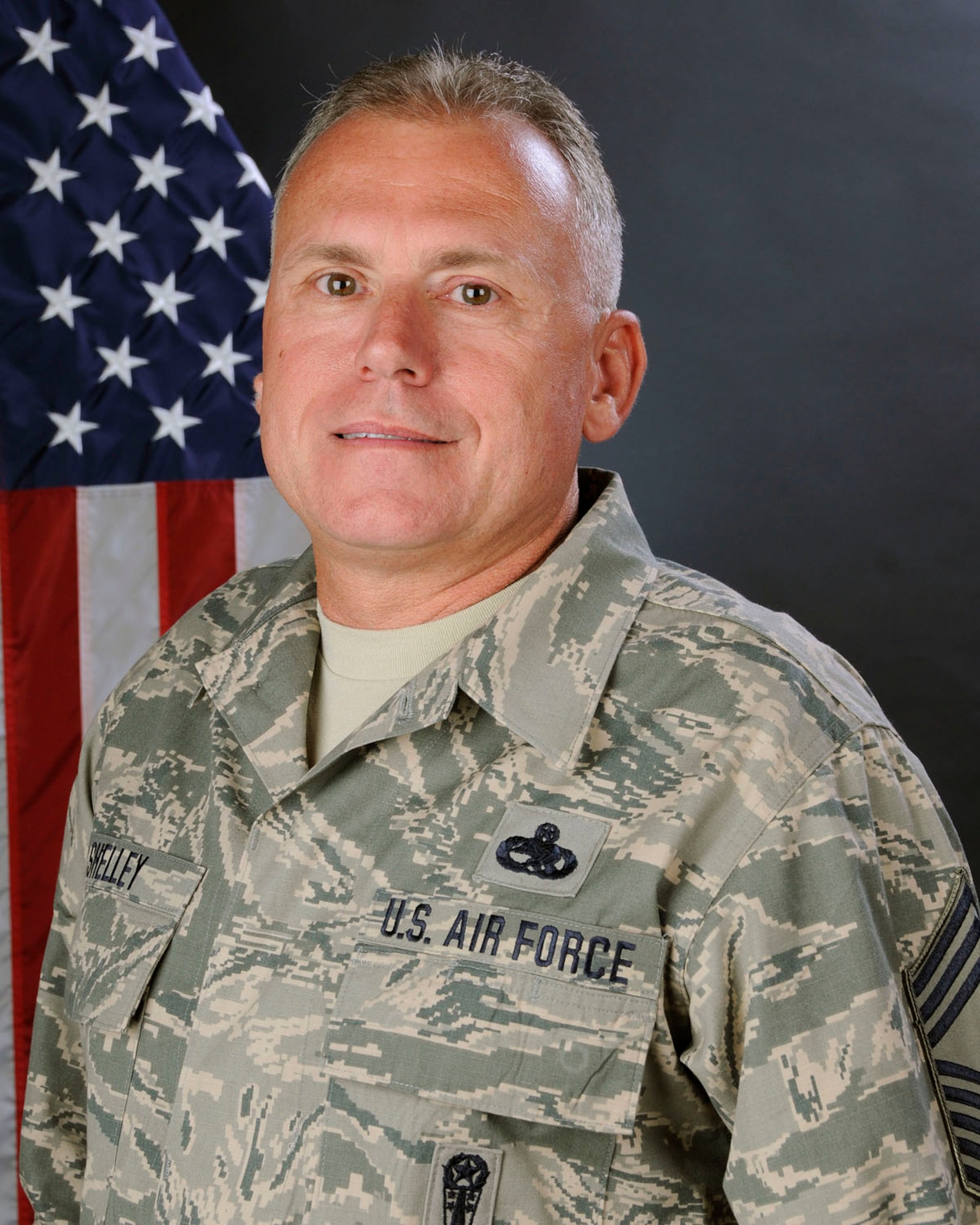 U.S. Air Force Chief Master Sgt. Daniel Shelley, with the 169th Aircraft Maintenance Squadron, South Carolina Air National Guard at McEntire Joint National Guard Base, S.C., poses for his portrait May 29, 2013.  (U.S. Air National Guard photo by Tech. Sgt. Caycee Watson/Released)