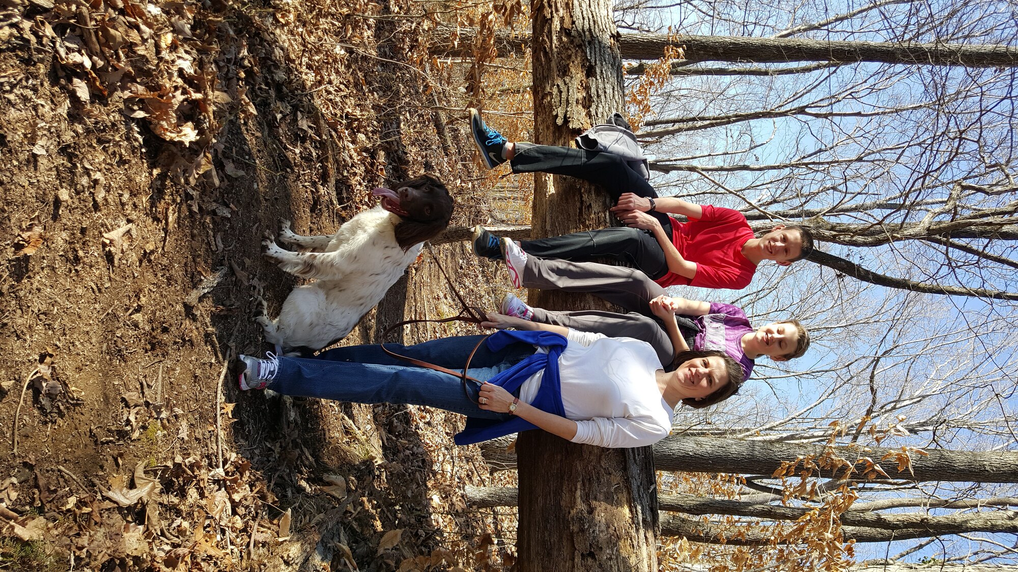 Amy Godwin (far right), with son Andrew, daughter Anna and Quincy, an English springer spaniel, take a break during a Tims Ford Lake area hike in Franklin County. Amy is the wife of Bradford Godwin, the new AEDC director of Inspections, who recently moved to Tennessee. He retired from the U.S. Air Force in 2015 as senior master sergeant serving as the Superintendent of Wing Inspections for the 557th Weather Wing, Offutt Air Force Base, Neb. (Courtesy photo