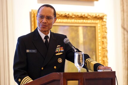 U.S. Navy Adm. Cecil D. Haney, U.S. Strategic Command (USSTRATCOM) commander, discusses leadership and challenges Navy Junior Reserve Officer Training Corps (JROTC) cadets to be &ldquo;brave, bold and develop a questioning attitude,&rdquo; during an  event hosted by the Adm. Hyman G. Rickover Leadership Series at the Union League Club of Chicago, Chicago, Ill., Feb. 23, 2016. The purpose of the Rickover Leadership Series is to enhance the education, awareness and appreciation of Chicago Public Schools JROTC cadets in the social, political, and cultural dimensions of the nation and the world. Haney also visited with cadets, faculty, and staff at the Rickover Naval Academy in Chicago. One of nine DoD unified combatant commands, USSTRATCOM has global strategic missions, assigned through the Unified Command Plan, which include strategic deterrence; space operations; cyberspace operations; joint electronic warfare; global strike; missile defense; intelligence, surveillance and reconnaissance; combating weapons of mass destruction; and analysis and targeting. (U.S. Navy photo by Lt. Cmdr. Jeffrey S. Gray)