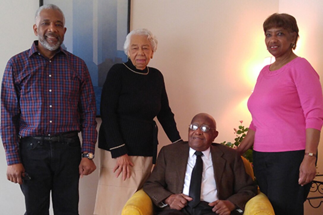 The Hill family in 2016, from left: Ezra Jr., Doris, Ezra Sr. and Connie. Ezra Hill Sr. talks about lessons learned while serving in WWII. 