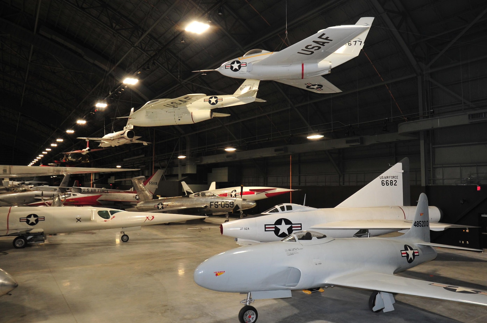 General view of the Research and Development Gallery in the museum's fourth building at the National Museum of the U.S. Air Force. (U.S. Air Force photo by Ken LaRock)