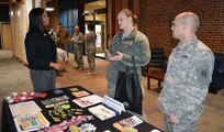 Jasmine Hart, a Child, Youth and School Services, interacts with Soldiers during the 80th Training Command’s Chain of Command Training conducted in Richmond, Va.