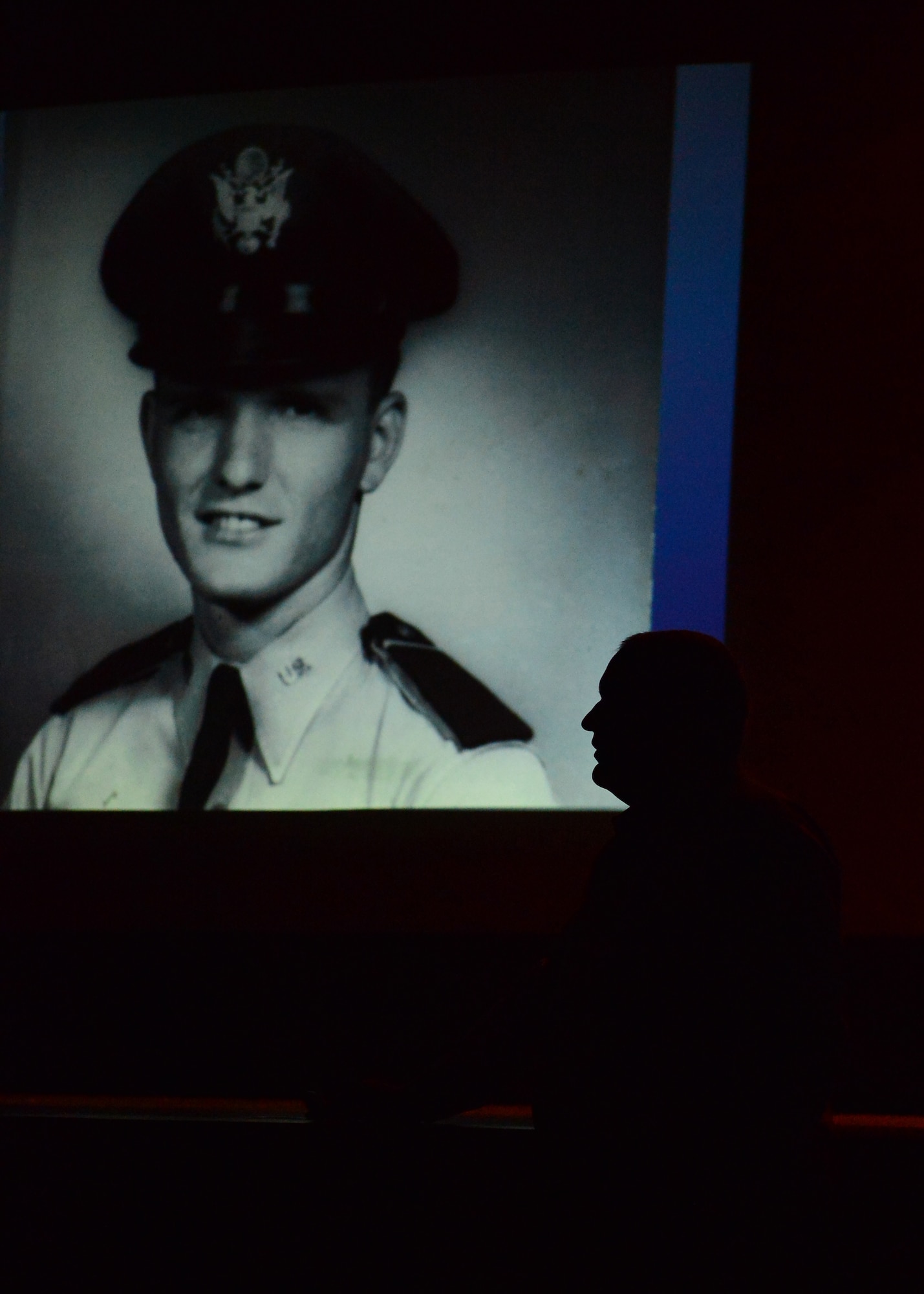 Cory Etchberger, the son of Chief Master Sgt. Richard Etchberger, talks to military members about how his father earned the Congressional Medal of Honor during a visit to Joint Base Pearl Harbor-Hickam, Hawaii, Feb 17, 2016. Etchberger visited JBPHH to attend the Medal of Honor Rededication ceremony in honor of Chief Master Sgt. Richard Etchberger. (U.S. Air Force photo by Tech. Sgt. Aaron Oelrich/Released) 