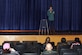 Kerry Solan, a U.S. Air Force veteran, performs during the Saturday Night Comedy show at Langley Air Force Base, Va., Feb. 20, 2016.  The comedy show is one of many events the Community Commons hosts for Joint Base Langley-Eustis for Service members and their families, as part of the Recharge for Resiliency program. (U.S. Air Force photo by Senior Airman Brittany E. N. Murphy)