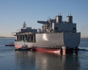 SAN DIEGO (Nov. 6, 2014) The mobile landing platform Lewis B. Puller (T-MLP-3/T-AFSB-1) successfully completed launch and float-off at the General Dynamics National Steel and Shipbuilding Co. (NASSCO) shipyard. Lewis B. Puller is the first afloat forward staging base (AFSB) variant of the MLP and is optimized to support a variety of maritime missions. (Photo courtesy of NASSCO) 