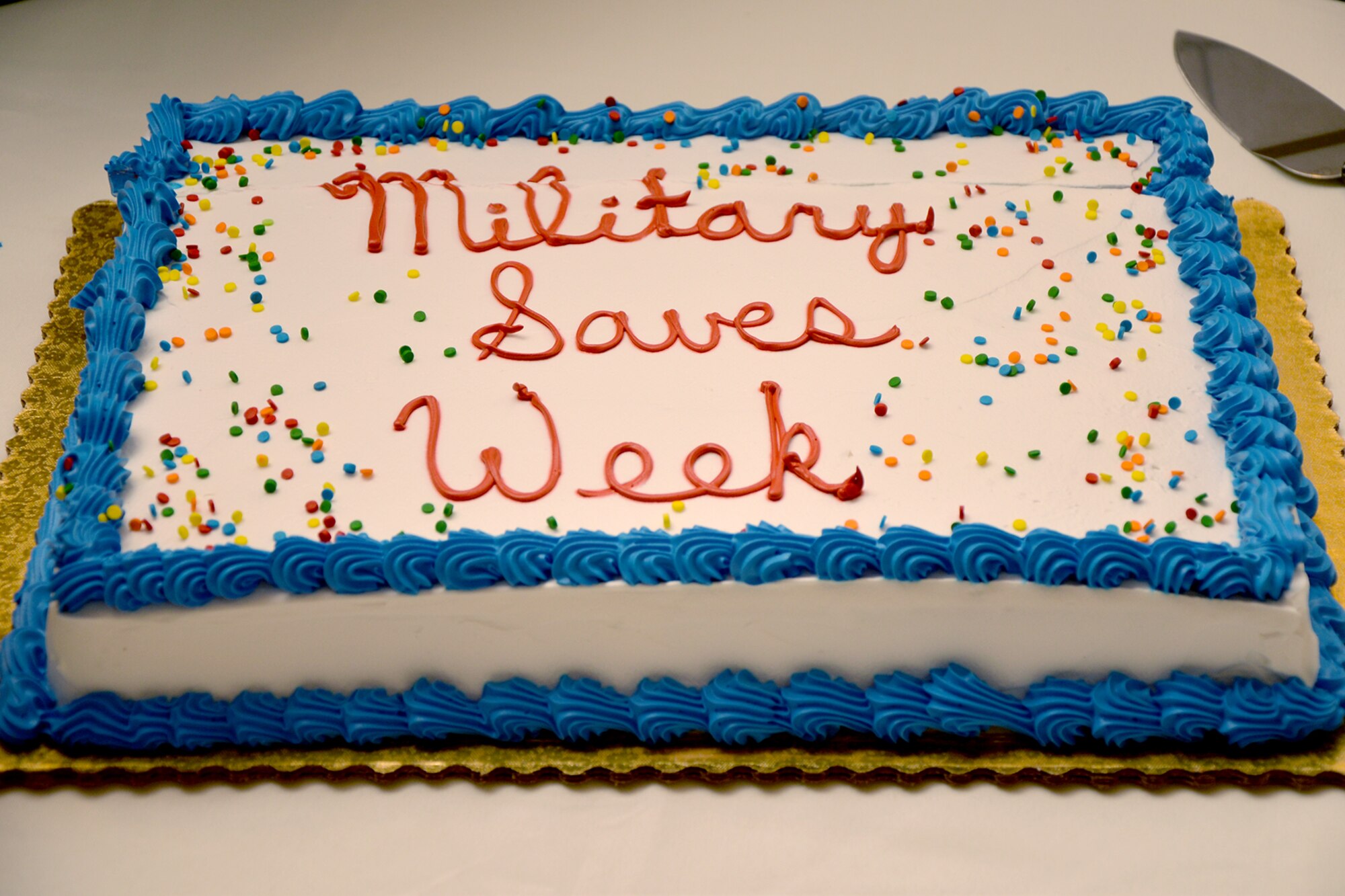 A cake serves as part of the Military Saves Campaign on Goodfellow Air Force Base, Texas, Feb. 22, 2016. For more information about the MSC, or to register for a class, call the Airman and Family Readiness Center at 325-654-3893. (U.S. Air Force photo by Airman 1st Class Randall A. S. Moose/Released)
