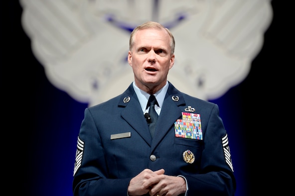 Chief Master Sgt. of the Air Force James A. Cody gives his enlisted perspective during the Air Force Association's Air Warfare Symposium in Orlando, Fla., Feb. 25, 2016.  (U.S. Air Force photo/Scott M. Ash)