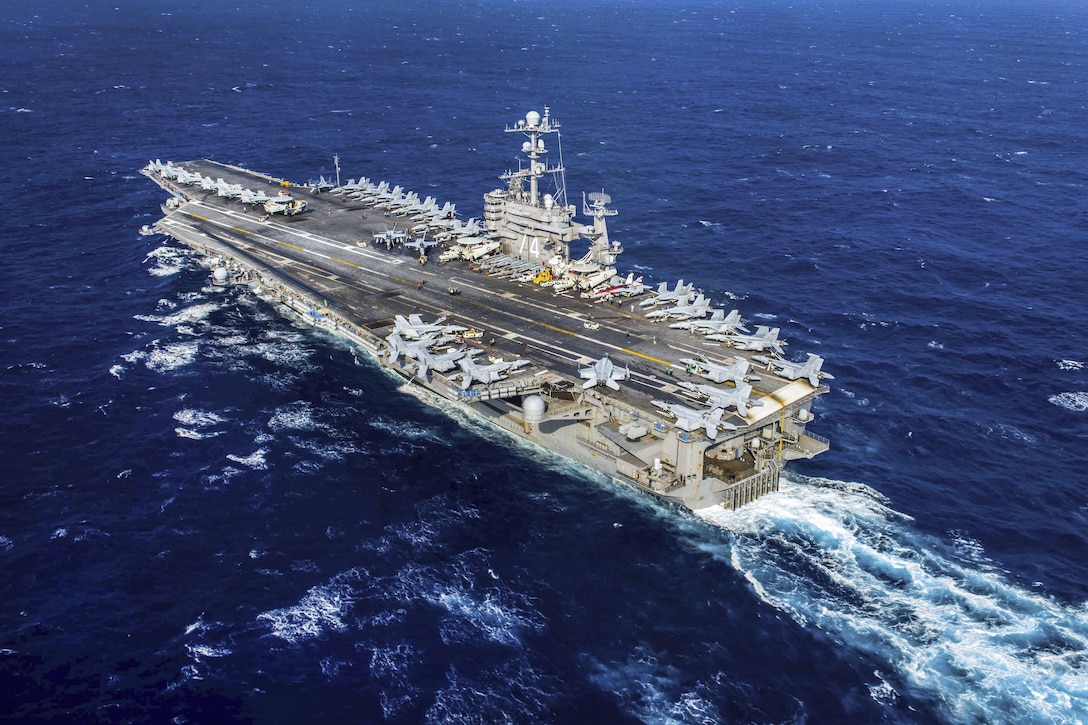 The USS John C. Stennis sails through the Philippine Sea, Feb. 22, 2016. Navy photo by Seaman Cole C. Pielop