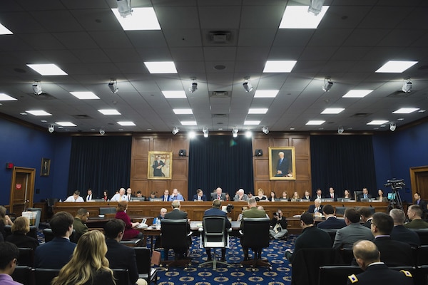 Defense Secretary Ash Carter, center, Marine Corps Gen. Joseph F. Dunford Jr., right, chairman of the Joint Chiefs of Staff, and Defense Department Comptroller Mike McCord testify before the House Appropriations Committee in Washington, D.C., Feb. 25, 2016. DoD photo by Army Staff Sgt. Sean K. Harp