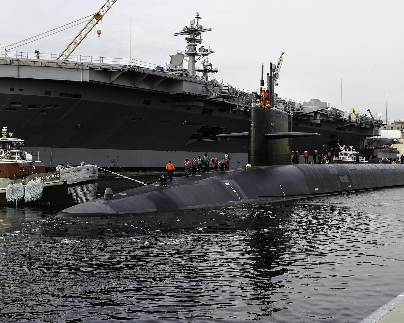 160212-N-SY521-003 NORFOLK, Virginia (Feb. 12, 2016) USS Maryland (SSBN 738) is readied for return to the fleet following the completion of its engineered refueling overhaul. Maryland is the 13th of 18 operational Ohio-class ballistic missile submarines and is homeported in Kings Bay, Georgia.  