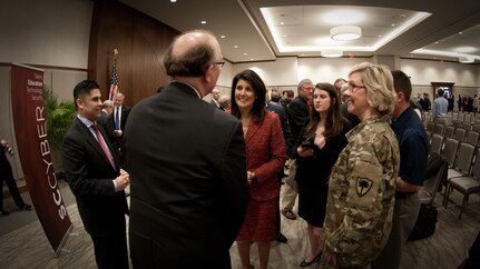 South Carolina National Guard, state government, University of South Carolina, and South Carolina’s businesses join forces in cyber-security, and announce the SC Cyber consortium on Feb. 24, 2016, Columbia, South Carolina. The newly created SC Cyber consortium will educate businesses, government agencies, and USC students on cyber-security tools, skills, and procedures, with the ultimate goal to enhance South Carolina’s ability to fight cyber threats at all levels of the local government and industry. SC Cyber aims to develop a series of strategically located, cyber-security, hubs across South Carolina. 