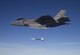 Lt. Col. George Watkins, 34th Fighter Squadron commander, drops a GBU-12 laser-guided bomb from an F-35A at the Utah Test and Training Range Feb. 25, 2016. The 34th Fighter Squadron is the Air Force's first combat unit to employ munitions from the F-35A. (U.S. Air Force photo by Jim Haseltine)