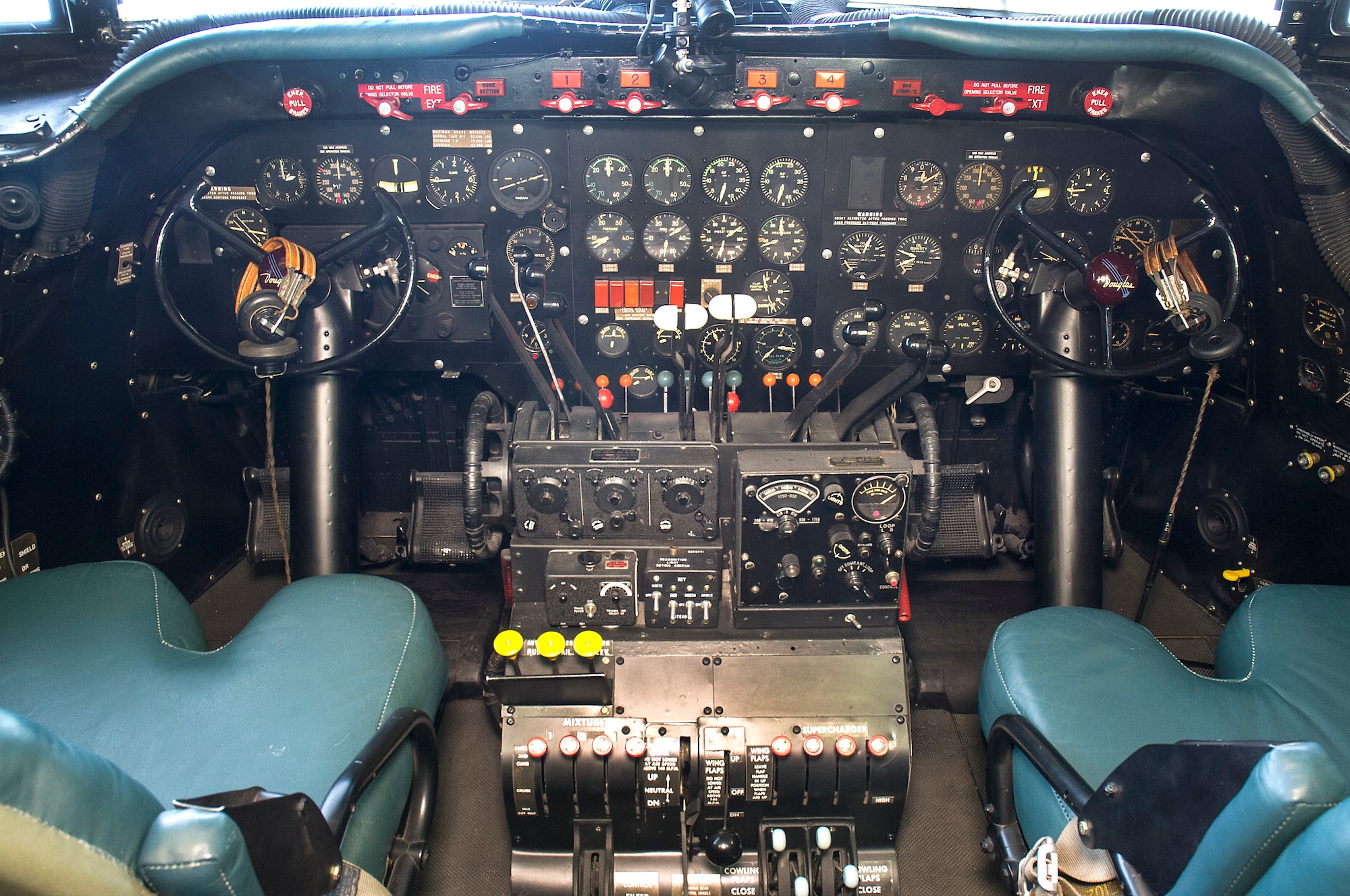 DAYTON, Ohio -- Douglas VC-54C “Sacred Cow” cockpit in the Presidential Gallery at the National Museum of the United States Air Force. (U.S. Air Force photo) 