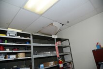 A storm containing 60 plus mph winds and golf ball sized hail hit Laughlin Air Force Base, Texas, at approximately 10:30 p.m. Feb. 22, 2016. With the storm came damaged facilities, housing units and personal property, to include hundreds of dented cars and homes. (U.S. Air Force photo by Senior Airman Ariel D. Partlow)
