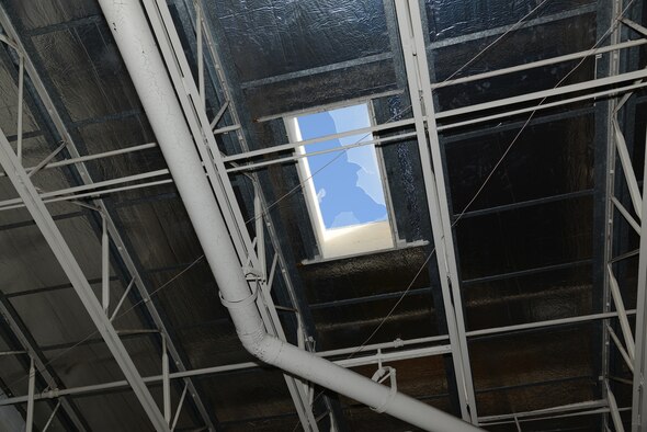 A storm containing 60 plus mph winds and golf ball sized hail hit Laughlin Air Force Base, Texas, at approximately 10:30 p.m. Feb. 22, 2016. With the storm came damaged facilities, housing units and personal property, to include hundreds of dented cars and homes. (U.S. Air Force photo by Senior Airman Ariel D. Partlow)