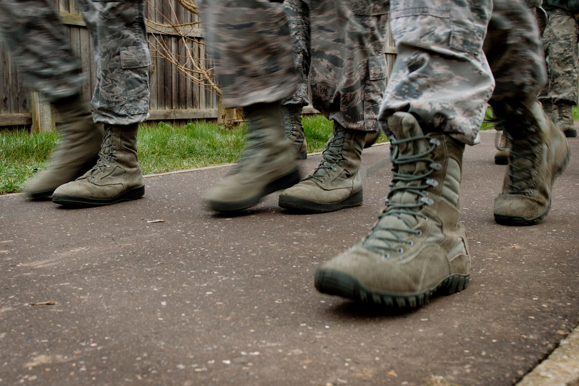 Airmen from the 48th and 100th Security Forces Squadrons, as well as the 48th Communications Squadron participate in a ruck march at Royal Air Force Lakenheath, England, Feb. 25, 2016. The ruck march bolstered camaraderie amongst the participants and physical fitness. (U.S. Air Force photo/Airman 1st Class Erin R. Babis)