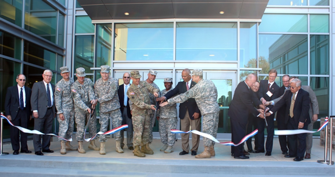 Key military and government leaders joined local political figures in an official ribbon cutting ceremony of the U.S. Army Medical Research Institute of Chemical Defense Sept. 15. The new institute consolidates USAMRICD’s capabilities into one single facility of more than 500,000 square feet resting on 24 acres located on the Edgewood Area of Aberdeen Proving Ground in Maryland. 