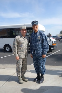 U.S. Navy Adm. Cecil D. Haney, U.S. Strategic Command (USSTRATCOM) commander (right); poses for a photo with U.S. Air Force Col. Max Lantz, 381st Training Group commander, at Vandenberg Air Force Base, Calif., Feb. 26, 2016, during Haneyâ€™s visit to watch an unarmed Minuteman III intercontinental ballistic missile (ICBM) test launch. The 91st Missile Wing at Minot Air Force Base, N.D., and the 625th Strategic Operations Squadron at Offutt AFB, Neb., conducted the launch with the support of the 576th Flight Test Squadron at Vandenberg AFB. Strategic weapons tests support USSTRATCOMâ€™s strategic deterrence mission by verifying the accuracy and reliability of the ICBM weapon system, and provide valuable data to ensure a continued safe, secure, effective and ready nuclear deterrent. The ICBM community, including the Department of Defense, the Department of Energy, and USSTRATCOM will use the data collected from this mission for force development. One of nine DoD unified combatant commands, USSTRATCOM has global strategic missions, assigned through the Unified Command Plan, which include strategic deterrence; space operations; cyberspace operations; joint electronic warfare; global strike; missile defense; intelligence, surveillance and reconnaissance; combating weapons of mass destruction; and analysis and targeting. (USSTRATCOM photo by U.S. Navy Capt. Pamela S. Kunze)