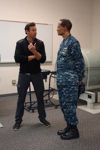 U.S. Navy Adm. Cecil D. Haney, U.S. Strategic Command (USSTRATCOM) commander (right); speaks to Kaj Larsen, a producer and correspondent for VICE, after they watched an unarmed Minuteman III intercontinental ballistic missile (ICBM) test launch at Vandenberg Air Force Base, Calif., Feb. 26, 2016. In addition to Haney and Larsen, the Honorable Robert O. Work, Deputy Secretary of Defense; U.S. Air Force Gen. Paul J. Selva, Joint Chiefs of Staff vice chairman; and other leaders from DoD, Minot and Vandenberg and the Republic of Korea were on-hand to observe the ICBM test. The 91st Missile Wing at Minot Air Force Base, N.D., and the 625th Strategic Operations Squadron at Offutt AFB, Neb., conducted the launch with the support of the 576th Flight Test Squadron at Vandenberg AFB. Strategic weapons tests support USSTRATCOMâ€™s strategic deterrence mission by verifying the accuracy and reliability of the ICBM weapon system, and provide valuable data to ensure a continued safe, secure, effective and ready nuclear deterrent. The ICBM community, including the Department of Defense, the Department of Energy, and USSTRATCOM will use the data collected from this mission for force development. One of nine DoD unified combatant commands, USSTRATCOM has global strategic missions, assigned through the Unified Command Plan, which include strategic deterrence; space operations; cyberspace operations; joint electronic warfare; global strike; missile defense; intelligence, surveillance and reconnaissance; combating weapons of mass destruction; and analysis and targeting. (USSTRATCOM photo by U.S. Navy Capt. Pamela S. Kunze)