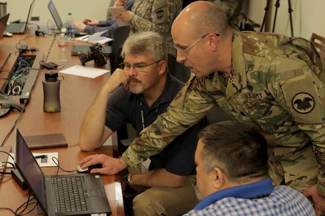 FORT SAM HOUSTON, Texas - Lt. Col. Benito E. Rodriguez, the collective training division chief at U.S. Army Reserve Command, conducts a training session on the Mission Analysis, Readiness & Resource Synchronization (MARRS) system to various Army operations personnel from Fort Sam Houston, Feb. 22. When a need is required for a specific mission, the requestor is able to search on the MARRS system while inputting certain parameters. The system then pulls all pertinent information from different databases and identifies units that fit the mission.