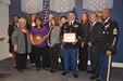 Members of Forward Support Company’s Family Readiness Group pose for a photo with Army Reserve leadership after a ceremony at the Pentagon Hall of Heroes, Feb. 26. The FRG was recognized as the best in the U.S. Army Reserve by winning a 2015 Department of Defense Reserve Family Readiness Award.