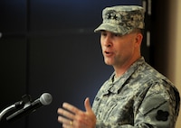 Maj. Gen. Patrick J. Reinert, the new commanding general of the 88th Regional Support Command, speaks to the friends, families, civilians and Soldiers of the organization during a change of command ceremony on Fort McCoy, Wis., Dec. 4. Reinert took command of the 88th RSC acknowledging the complex world we live in and the necessity to having an Army Reserve which is ready to answer the nation’s call whenever needed. “This command is central to creating and sustaining readiness of the 55,000 Soldiers and 633 units in our 19-state region,” said Reinert. “We are a critical component to readiness, and I know we are up to the challenge.”