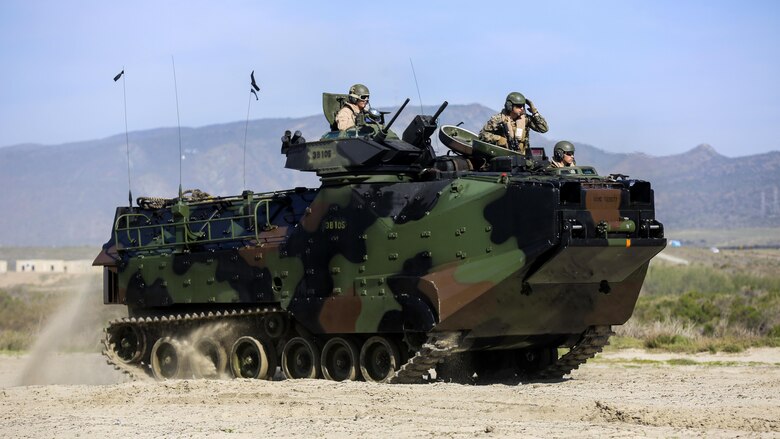 Marines with 3d Assault Amphibian Battalion, 1st Marine Division, I Marine Expeditionary Force position an amphibious assault vehicle for security during the amphibious landing exercise for Exercise Iron Fist 2016. Iron Fist is an annual, bilateral amphibious training exercise designed to improve USMC and JGSDF’s ability to plan, communicate and conduct combined amphibious operations at the platoon, company and battalion levels.