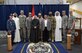 U.S. and Kuwaiti Gulf War veterans pose for a photo aboard the USS Arlington (LPD 24)during a ceremony celebrating the 25th Anniversary of the Liberation of Kuwait in Kuwait, Feb. 23, 2016. The veterans were invited to the ceremony during which they were presented a book commemorating U.S. and Kuwaiti service members’ efforts leading to the country’s liberation. (U.S. Air Force photo by Staff Sgt. Jerilyn Quintanilla)