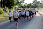 US Air Force Airmen stationed at Fort George G. Meade, MD, take part in a "Resiliency Run", May 18, 2012. The run is an effort to build esprit de corps and camaraderie amongst the many different units and services at Fort Meade.
(U.S. Army photo by Spc. Christopher Wellner/Released)