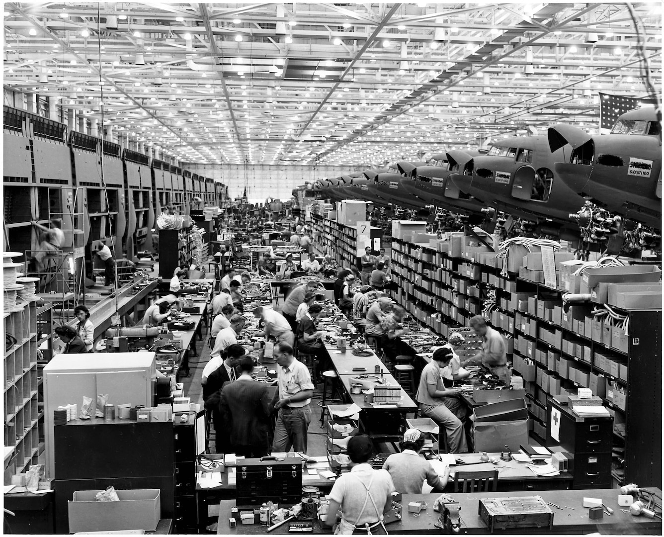 Stockroom at the Long Beach, Calif., plant of Douglas Aircraft Company.