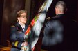 Brig. Gen. Diana Holland receives the colors from U.S. Military Academy Superintendent, Lt. Gen. Robert L. Caslen, as she assumes command of the U.S. Corps of Cadets Jan. 5.  Holland is the U.S. Military Academy's 76th commandant and the first female to serve in the position. (Army photo by Staff Sgt. Vito T. Bryant/ USMA Public Affairs)