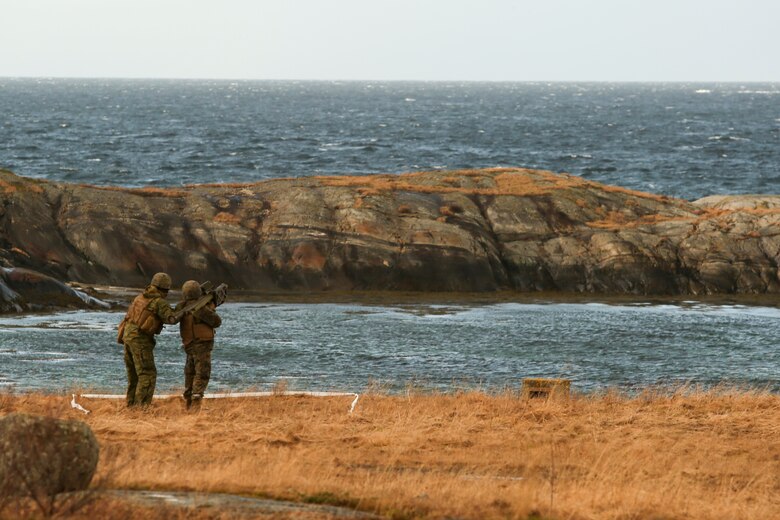 A U.S. Marine with 2nd Low Altitude Air Defense Battalion, 2nd Marine Expeditionary Brigade prepares to fire the Stinger missile system during a live-fire event in Ørland, Norway, Feb. 24, 2016. The live-fire event was held in preparation for Exercise Cold Response 16, featuring 12 NATO allies and partner nations and approximately 16,000 troops. (U.S. Marine Corps photo by Cpl. Dalton A. Precht/released)