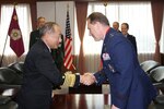 U.S. Air Force Maj. Gen. Clinton E. Crosier, U.S. Strategic Command (USSTRATCOM) director of plans and policy (right), shakes hands with Japanese Maritime Self-Defense Force Adm. Katsutoshi Kawano, Japanâ€™s Joint Staff chief of staff, prior to an office call at Japanâ€™s Ministry of Defense (MOD) Headquarters in Tokyo, Japan, Feb. 29, 2016. While there, Crosier met with Kawano, Japanese Ground Defense Force Maj. Gen. Takayuki Onozuka, Japanâ€™s Joint Staff Defense Plans and Policy Department director general, and other leaders to discuss space, cyber, and missile defense as part of an ongoing collaborative effort by USSTRATCOM and Japanâ€™s MOD to continue growing their partnership. He also toured Japan Aerospace Exploration Agency (JAXA) facilities to review the progress on JAXA's ability to integrate with USSTRATCOMâ€™s Joint Space Operations Center (JSpOC) and to improve on Japanese sensor integration. One of nine DoD unified combatant commands, USSTRATCOM has global strategic missions, assigned through the Unified Command Plan, which include strategic deterrence; space operations; cyberspace operations; joint electronic warfare; global strike; missile defense; intelligence, surveillance and reconnaissance; combating weapons of mass destruction; and analysis and targeting. (Photo courtesy of Japan Ministry of Defense)
