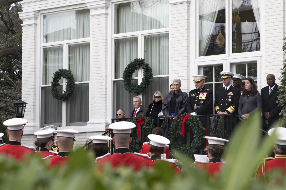 The U.S. Marine Band performs the annual New Year’s Day serenade at Home of the Commandants, Marine Barracks Washington, D.C., Jan. 1, 2016. The serenade is a tradition that has been kept since the days of the Civil War. (Official U.S. Marine Corps Photo by Cpl. Chi Nguyen/Released)